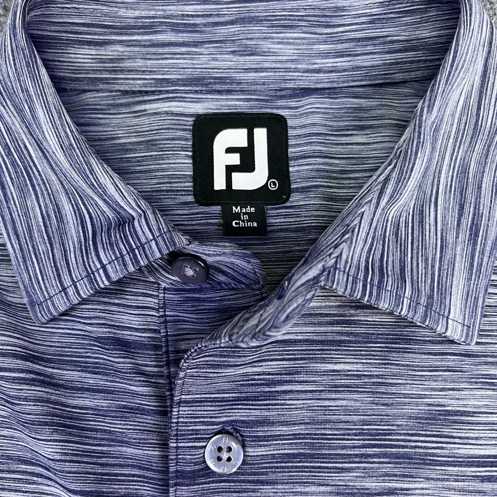 FootJoy Men's Large Navy White Space Dye ProDry Performance Golf Polo Shirt‎ FJ - Picture 4 of 8
